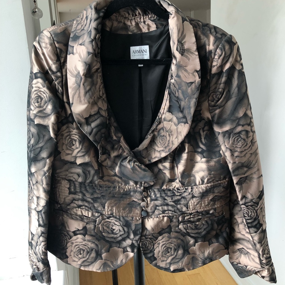 Armani Collezioni Bronze Gold Flower Blazer Jacket